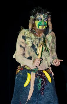 ACCO , ISRAEL - OCT 17 : An unidentified actor perform in the annual "Acco festival of alternative theatre"  take place in the old city of Acco , Israel on October 17 2011 