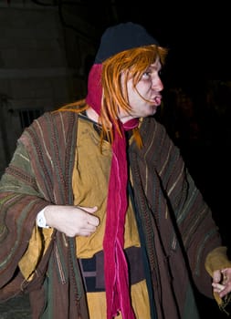 JERUSALEM - NOV 03 : An Israeli actor  proform in the annual medieval style knight festival held in the old city of Jerusalem on November 03 2011