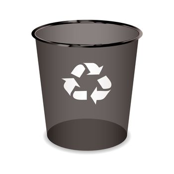 Black transparent trash or waste recycle bin