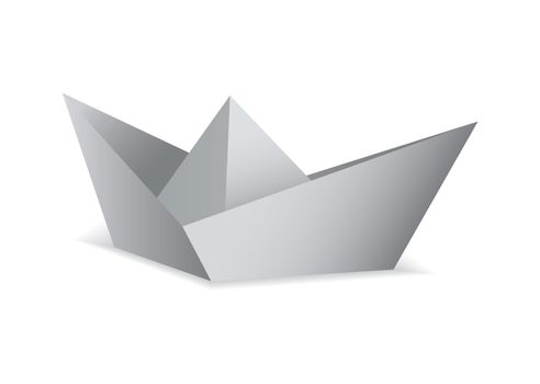 White paper boat folded origami concept