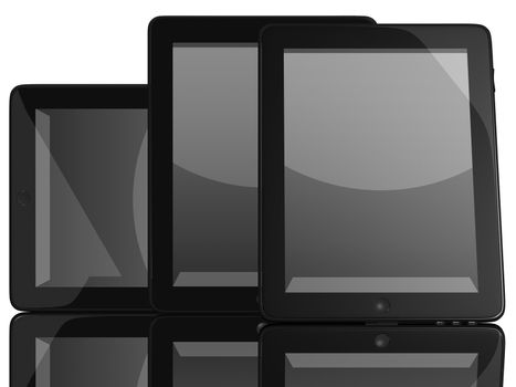 Group of Tablet Computers isolated on white