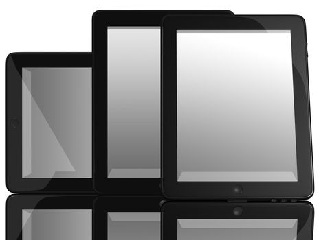 Group of Tablet Computers isolated on white