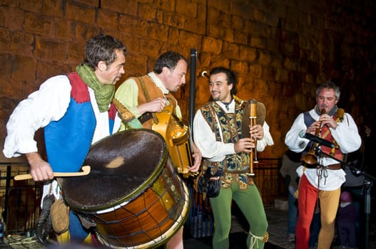 JERUSALEM - NOV 03 : The "Venetian musical ensemble"  proform in the annual medieval style knight festival held in the old city of Jerusalem on November 03 2011