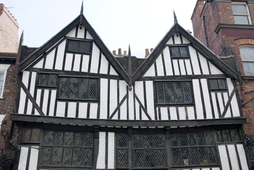 Black and White Half Timbered Buildings in a Yorkshire England City