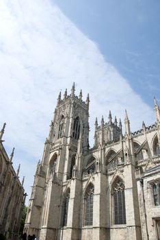 A South View of a Tower of York Minster under a summer sky