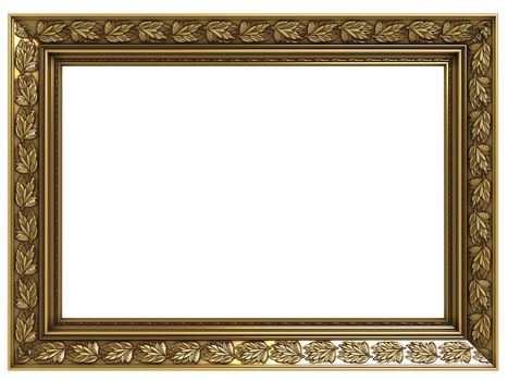 Old Picture Frame Isolated On White Background, Design Element