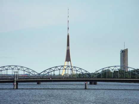 Riga television Tover. Tower is 368m high and standing on Rabbit Island (Zaķu sala) in the Daugava river.