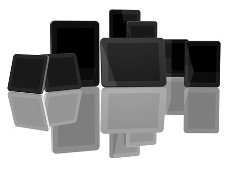 Group of Tablet Computers on white background