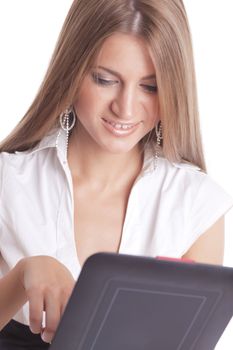 Beautiful Woman Using Tablet Computer