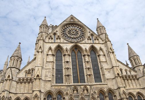 The South Side of York Minster showing Towers and Rose Window