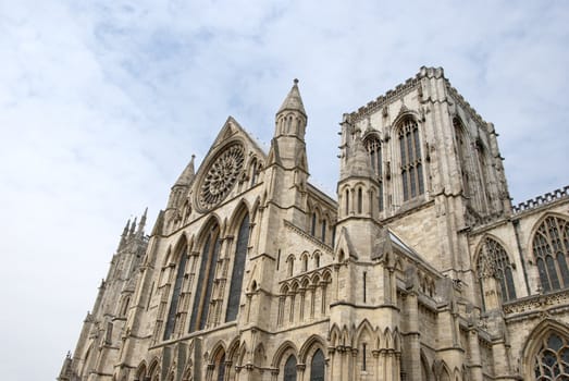 The South Side of York Minster showing Towers and Rose Window