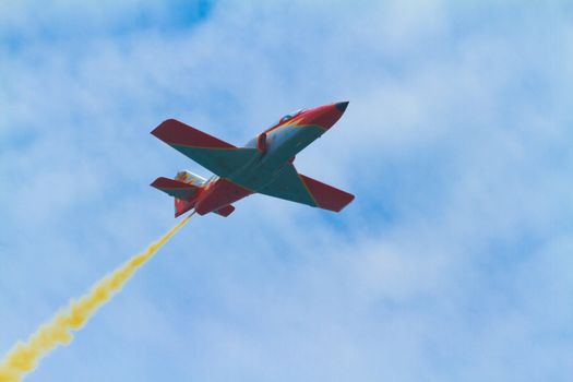 MALAGA, SPAIN-MAY 28: Aircraft of the Patrulla Aguila taking part in an exhibition on the day of the spanish army forces on May 28, 2011, in Malaga, Spain