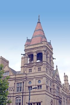 Architectural Detail of the Tower of Leeds Library In Yorkshire