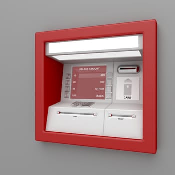 ATM machine on gray wall