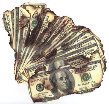 00 dollar bills burned