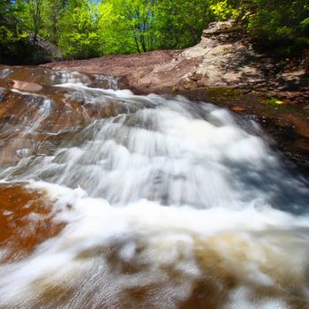 Cascade at Nonesuch Falls in the Porcupine Mountains Wilderness State Park of Michigan.