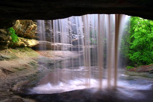 Amazing view from behind Lasalle Falls of Starved Rock State Park in central Illinois.