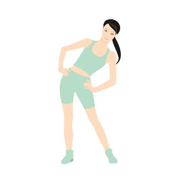 Vector illustration of a young attractive girl exercising