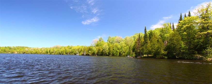 Panoramic view of Little Horsehead Lake in northern Wisconsin.