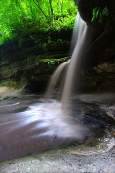 Lasalle Falls flows through a canyon at Starved Rock State Park in central Illinois.