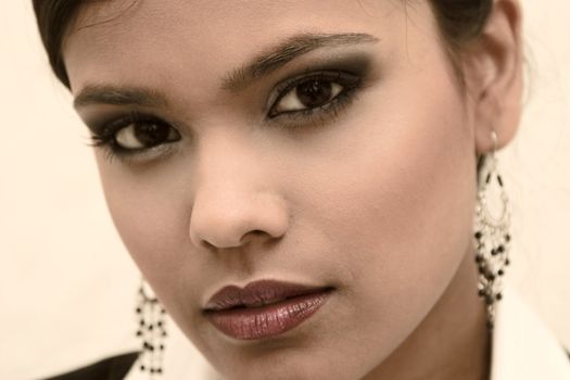 Studio portrait of an Indian  Indonesian beauty model 