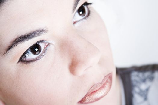 Studio portrait of a beauty model looking up