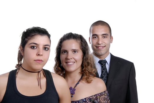 two women and a man isolated on white