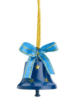 Christmas hand bell with a bow, Isolated on  white background