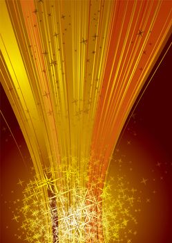 Golden rainbow design with exploding star concept illustration