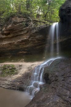 small waterfall in the forest. long exposure.