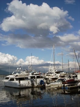 Yachts In Coal Harbour Vancouver British Columbia Canada. 