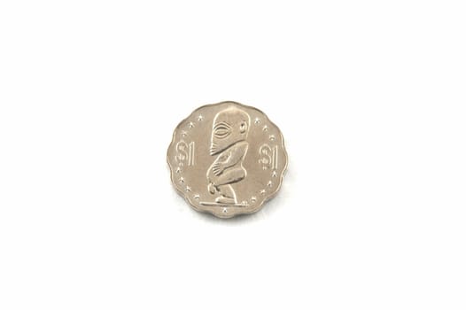 Coins of Cook islands on a white background