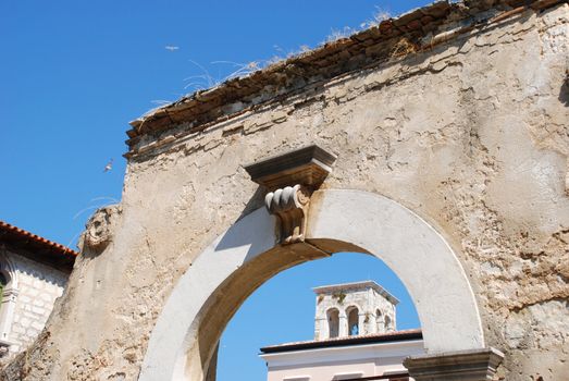 Old arch at Porec city, Istria, Croatia