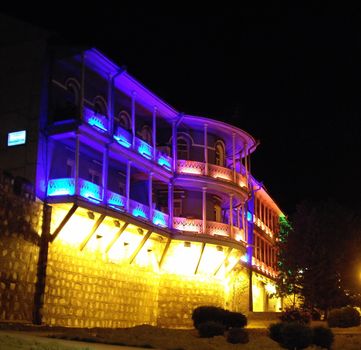 colored balconies in Tbilisi down town