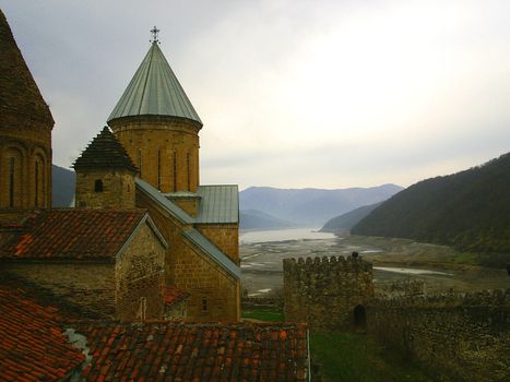 The Castle Ananuri in Georgia in the fall time