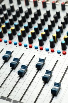 closeup of professional sound mixer. selective focus