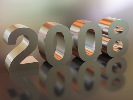 High resolution image new-year.  3d illustration. Metal text. Mirror reflection.
