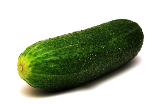 Foto of big green cucumber on white background