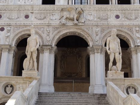 courtyard of Doge's Palace with scala dei gignati, in Venice