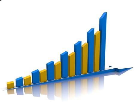 Week buisness graph is reflected on the white.