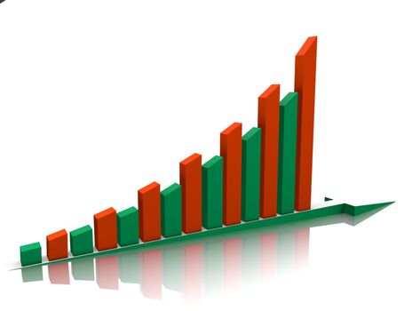 Week buisness graph is reflected on the white.