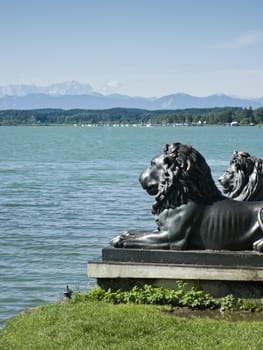 Lions at lake Starnberg Tutzing Bavaria Germany