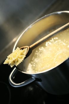 development of a recipe in a saucepan on the fire