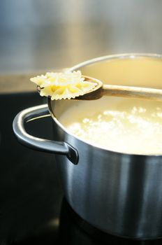 cooking tasted fresh fafalle italian pasta in the kitchen