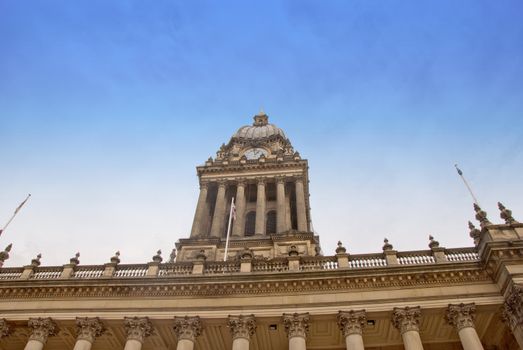 The Dome and Clocktower of Leeds Town Hall Yorkshire England