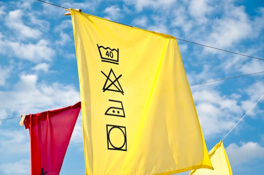 Colorful Washing Description hanging on the Clothesline