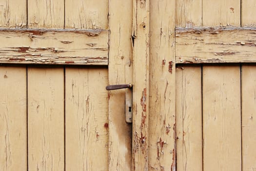 Detail of the closed and locked old door