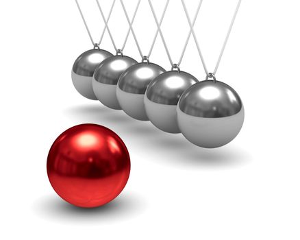 Balancing balls on white background. Isolated 3D image