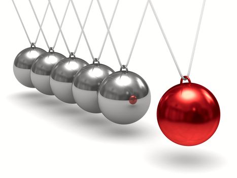 Balancing balls on white background. Isolated 3D image