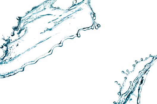Blue color water splash on white background.